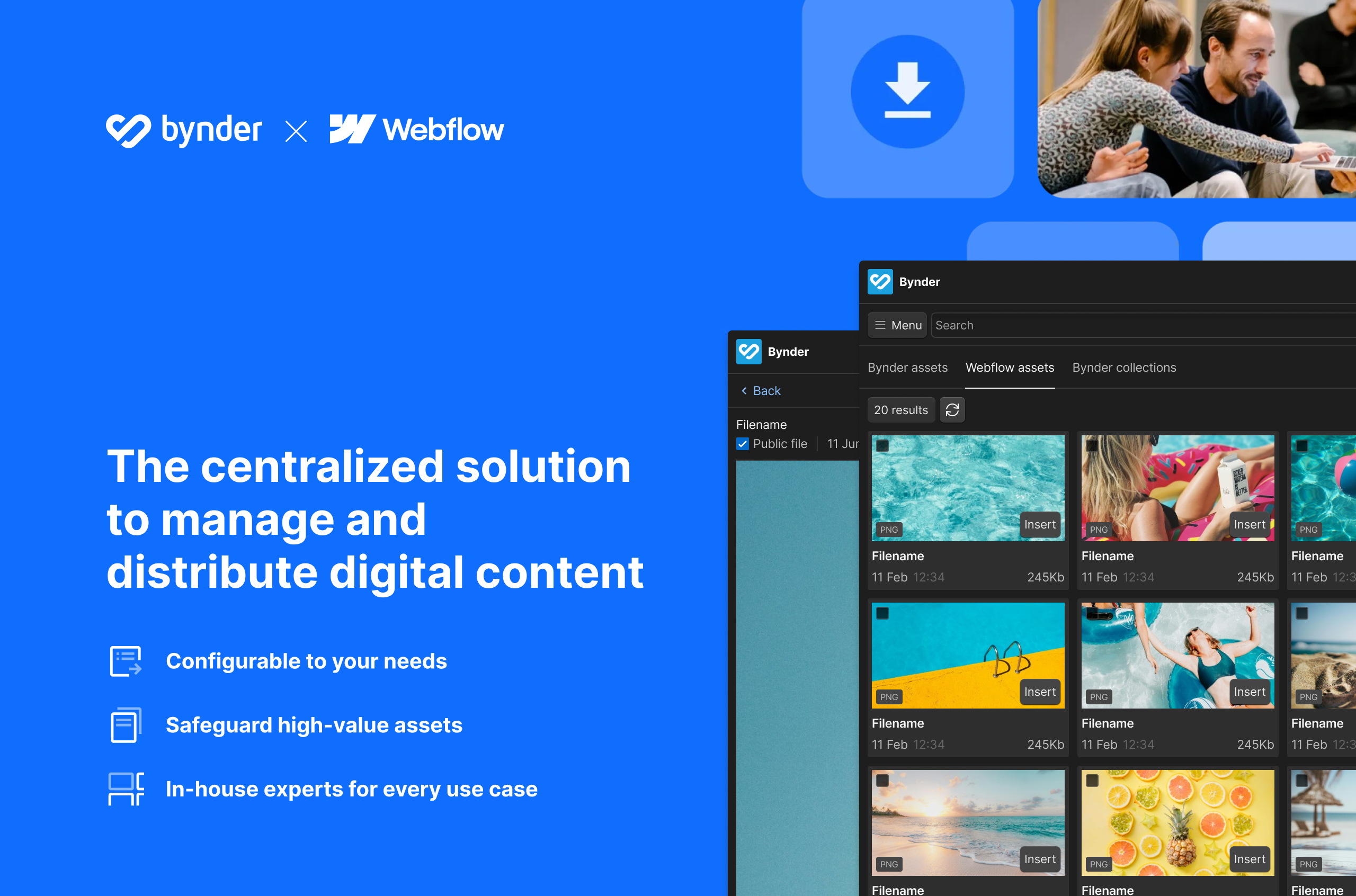 Bynder centralized asset solution for Webflow