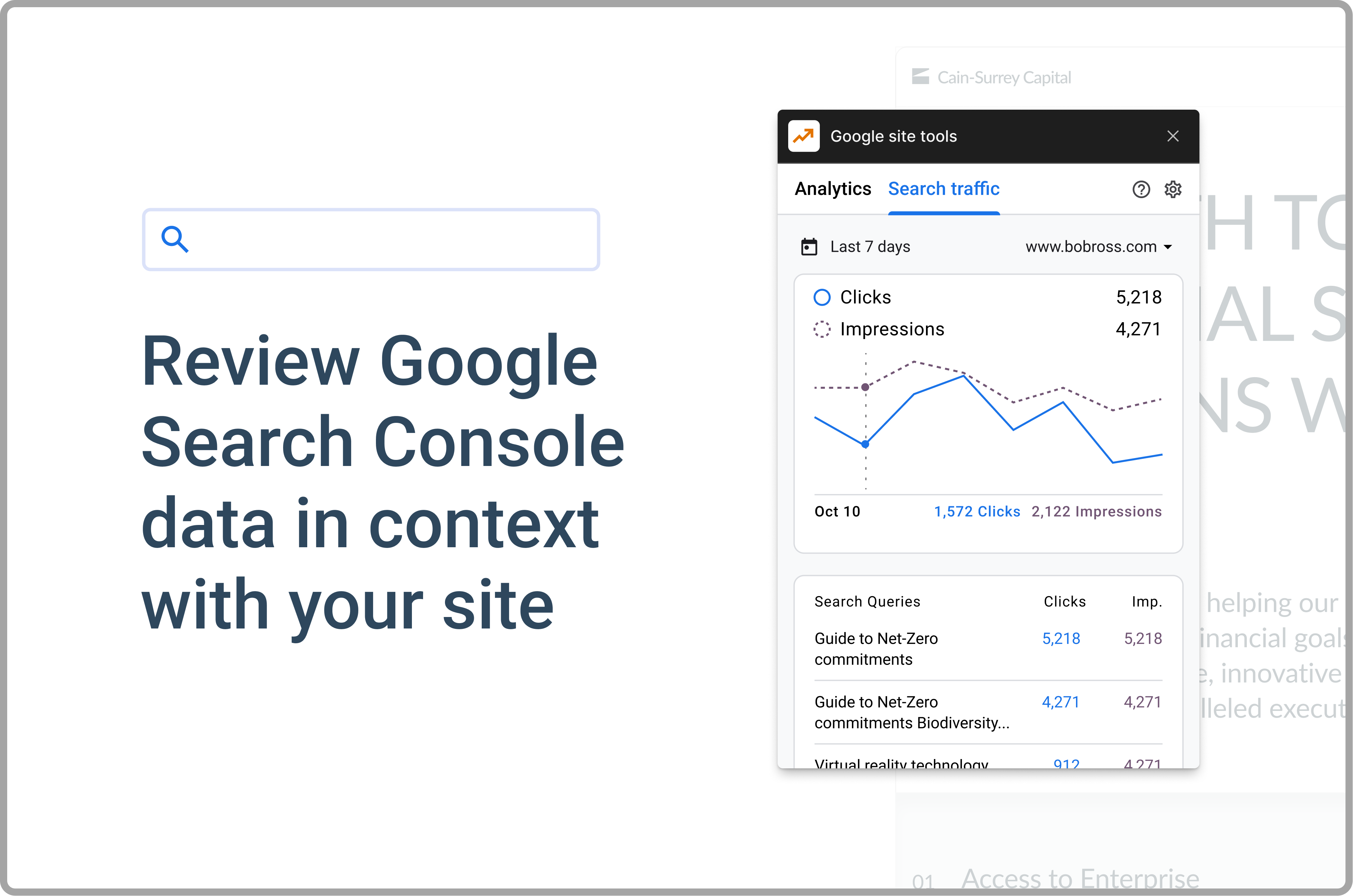View Google Search Console data in context with your site