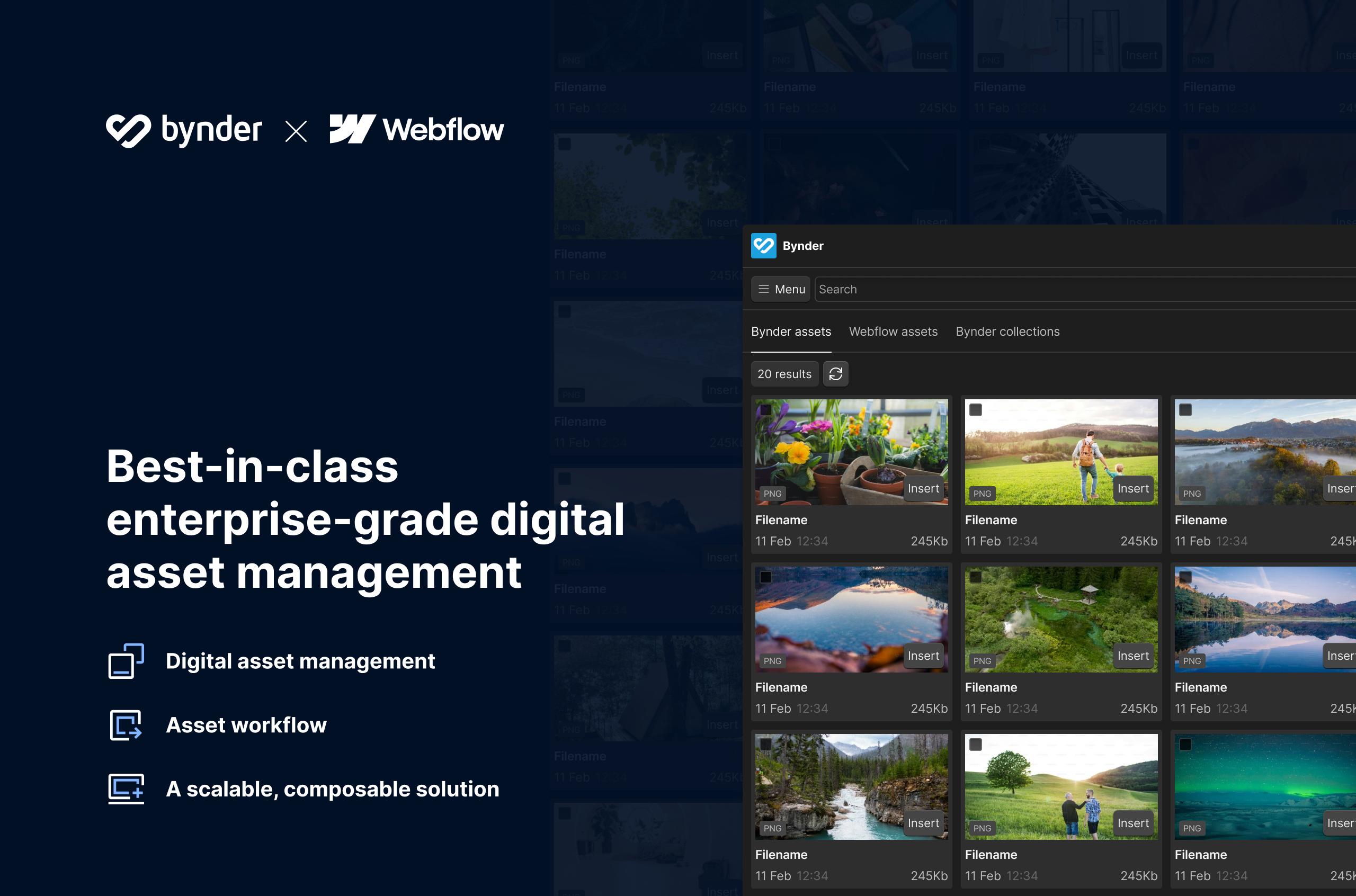 Bynder asset workflows for Webflow