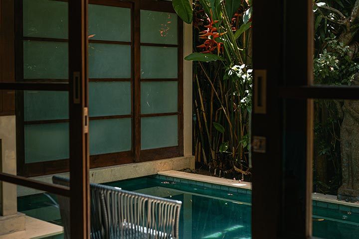 indoor plants and shapes of pools